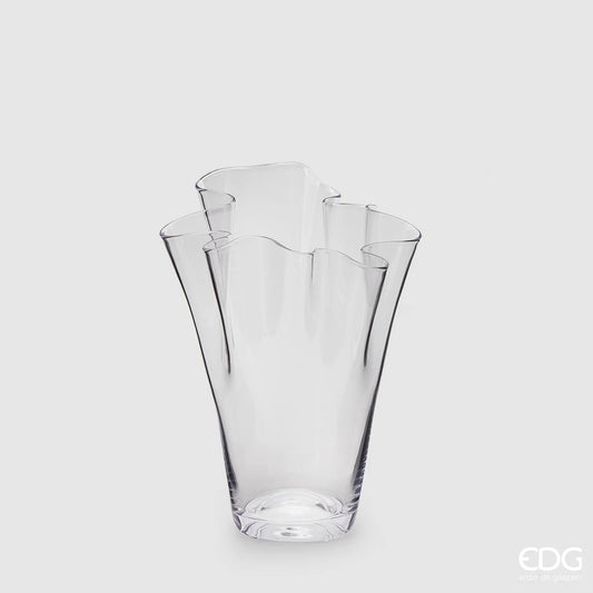 EDG Enzo De Gasperi Vaso Drappo in Vetro H29 cm Trasparente