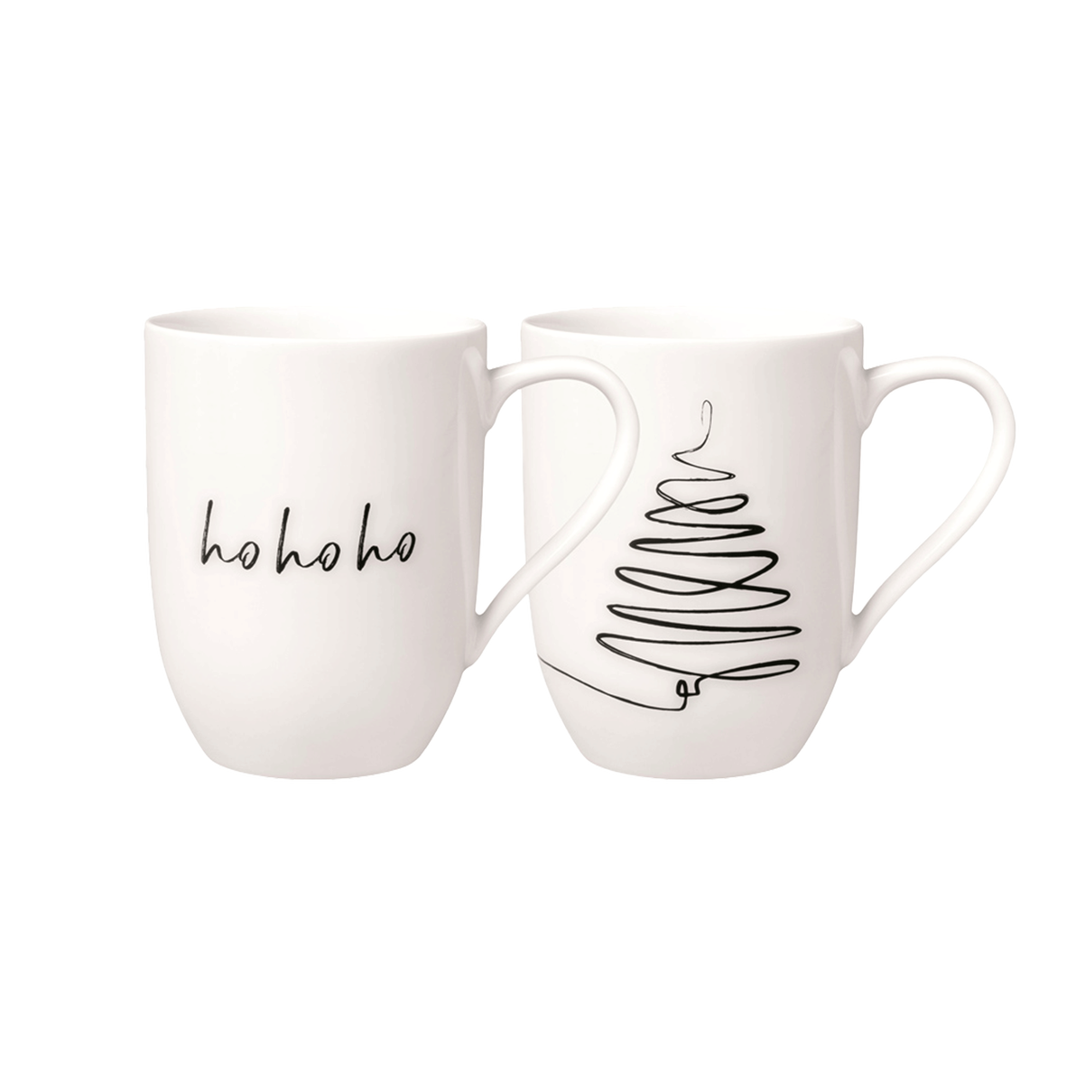 Villeroy & Boch - Statement Tazza Con Manico Set di 2  Xmas Albero, Bianco-Nero,  Porcellana Premium