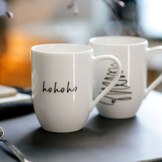 Villeroy & Boch - Statement Tazza Con Manico Set di 2  Xmas Albero, Bianco-Nero,  Porcellana Premium