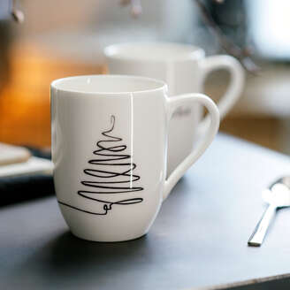 Villeroy & Boch - Statement Tazza Con Manico Set di 2  Xmas Albero, Bianco-Nero,  Porcellana Premium