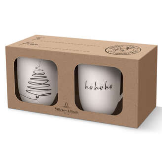 Villeroy & Boch - Statement Tazza Con Manico Set di 2  Xmas Albero, Bianco-Nero,  Porcellana Premium