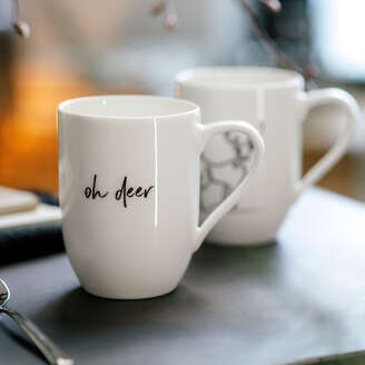 Villeroy & Boch - Statement Tazza Con Manico Set di 2 Bianco-Nero, XMAS renna, Porcellana Premium