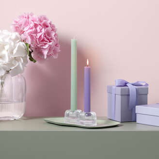Villeroy & Boch Fleur Candela a bastoncino blu e verde, 2 x 25 cm