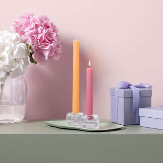 Villeroy & Boch Fleur Candela a bastoncino rosa e giallo, 2 x 25 cm