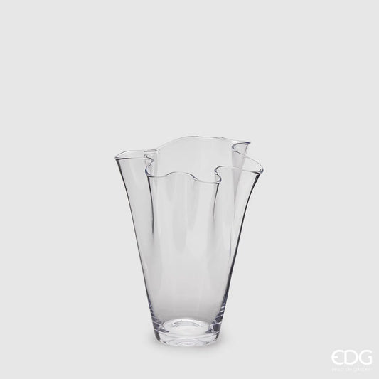 EDG Enzo De Gasperi Vaso Drappo in Vetro H22 cm Trasparente