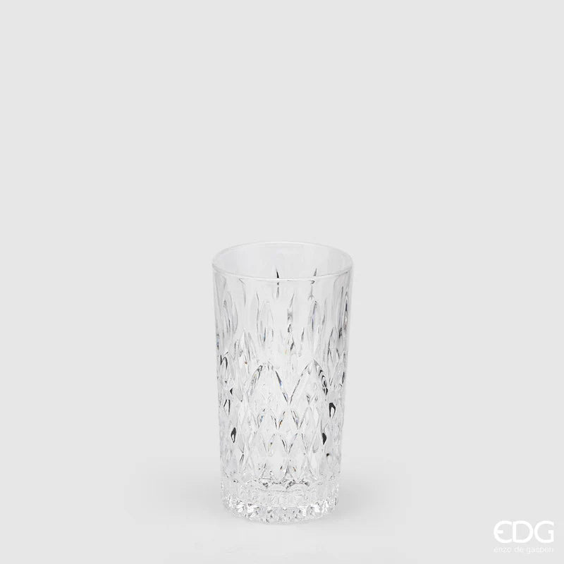 EDG Enzo De Gasperi Set 6 Bicchieri Acqua Rombi in Vetro H14 D8 cm