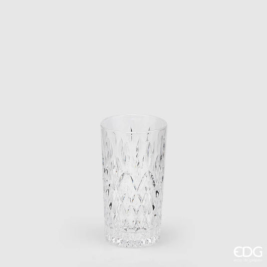 EDG Enzo De Gasperi Set 6 Bicchieri Acqua Rombi in Vetro H14 D8 cm