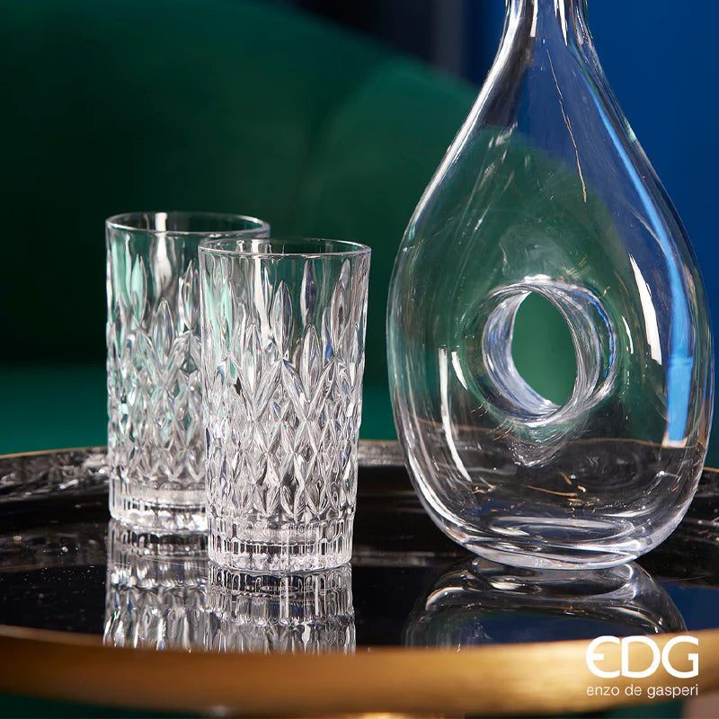 EDG Enzo De Gasperi Set 6 Bicchieri Acqua Rombi in Vetro H14 D8 cm