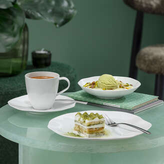 Villeroy & Boch Pura Piatto da dessert/ colazione bianco, 22 x 22 cm, Premium Bone Porcelain