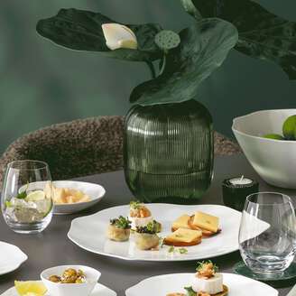 Villeroy & Boch Pura Piatto gourmet bianco, 32,1 x 32,1 cm, Premium Bone Porcelain