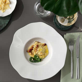 Villeroy & Boch Pura Piatto da pasta bianco, 28,5 x 28,8 cm, Premium Bone Porcelain