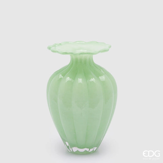 EDG Enzo De Gasperi Vaso Blossom H24,5 D16,5 cm in Vetro Verde