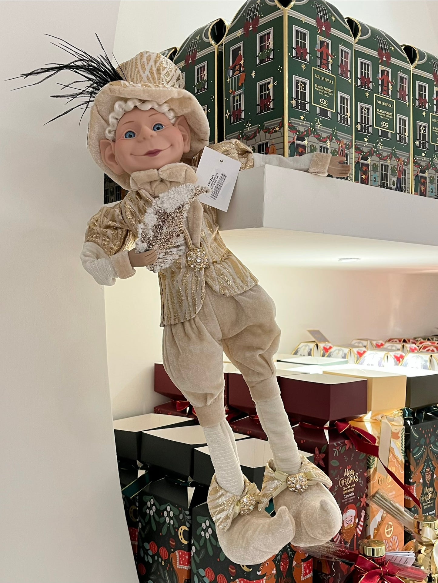 Fiori Di Lena. Elfo Champagne Con Decorazione H45