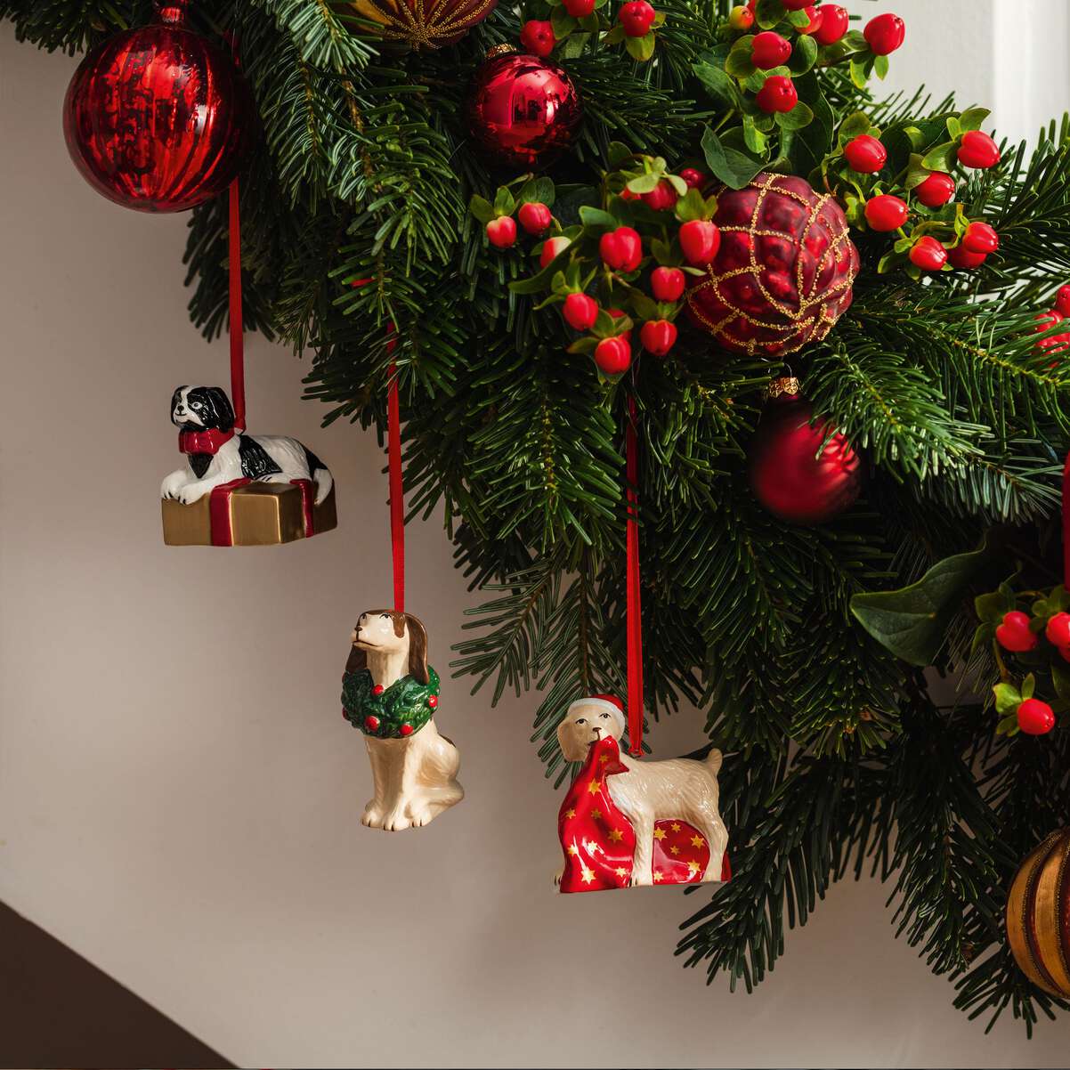 Villeroy & Boch Idea regalo Natale Addobbi di Natale Nostalgic Ornaments porcellana Cani 3 pezzi
