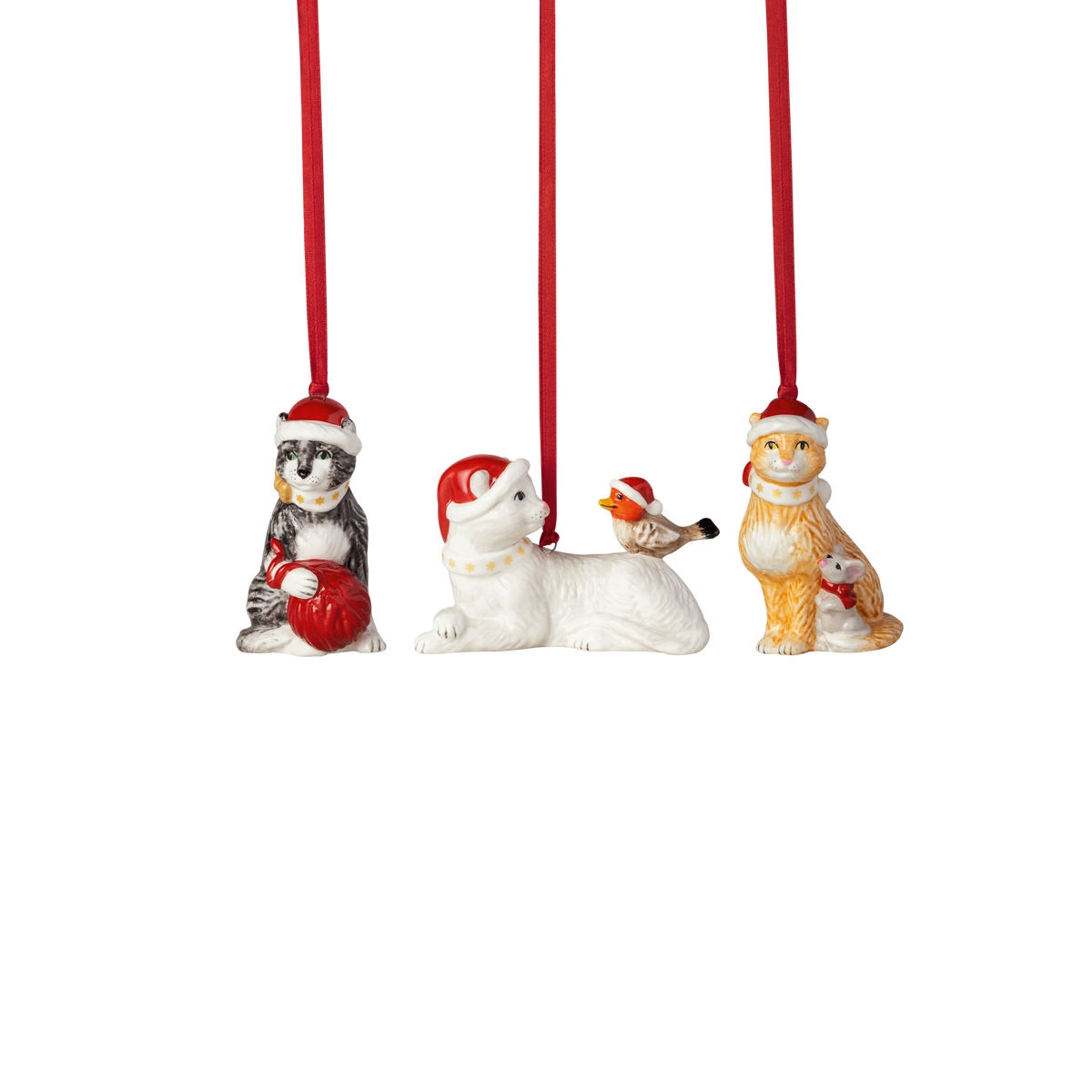 Villeroy & Boch Nostalgic Ornaments Addobbi natalizi  gatti 3pz, porcellana
