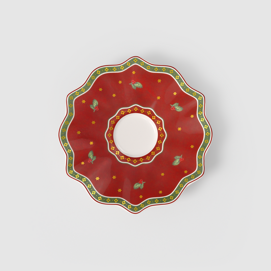 Villeroy & Boch Toy's Delight Piattino per Tazza da Tè, Rosso rossa, Ø16,5 cm, Premium Porcelain