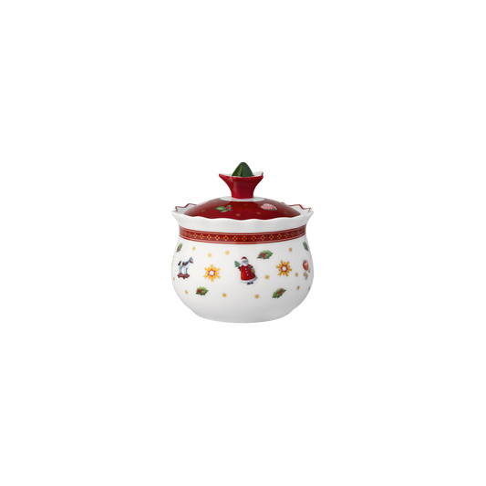 Villeroy & Boch - Toy's Delight barattolo per marmellata colorato, adatto al microonde, decorazione natalizia per la colazione, stoviglie natalizie, porcellana premium