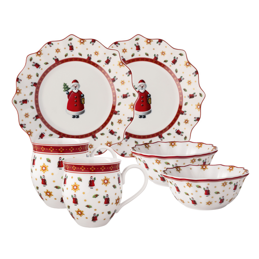 Villeroy & Boch Toy's Delight Set da colazione Babbo Natale, multicolore, Premium Porcelain