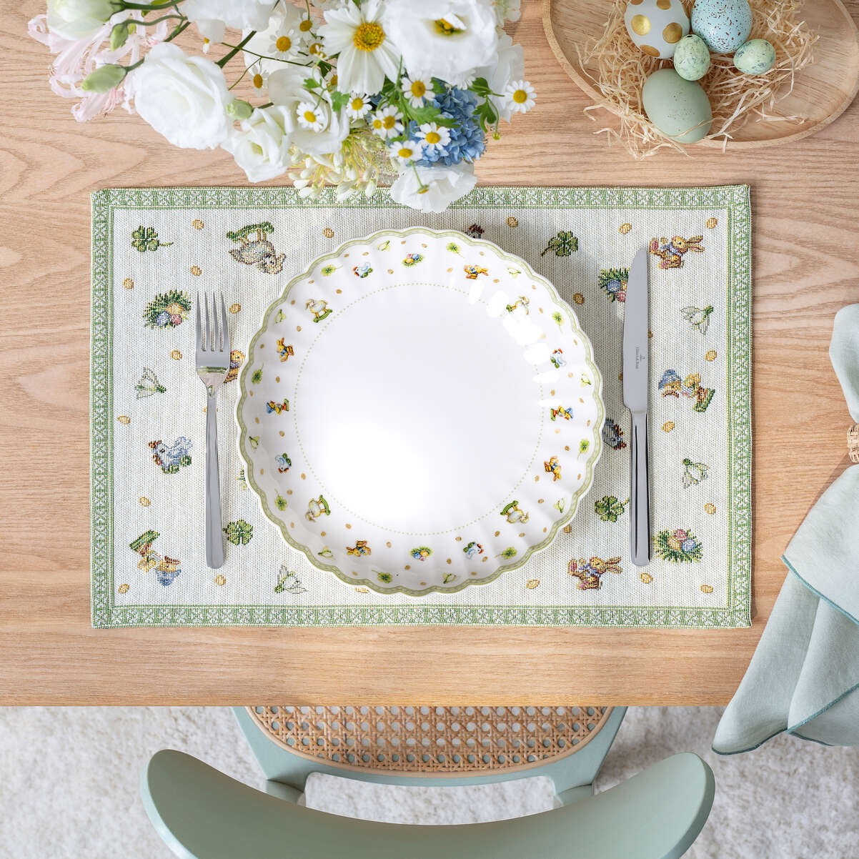 Villeroy & Boch Easter Delight Piatto da pasta verde, Ø23,6 cm, Premium Porcelain