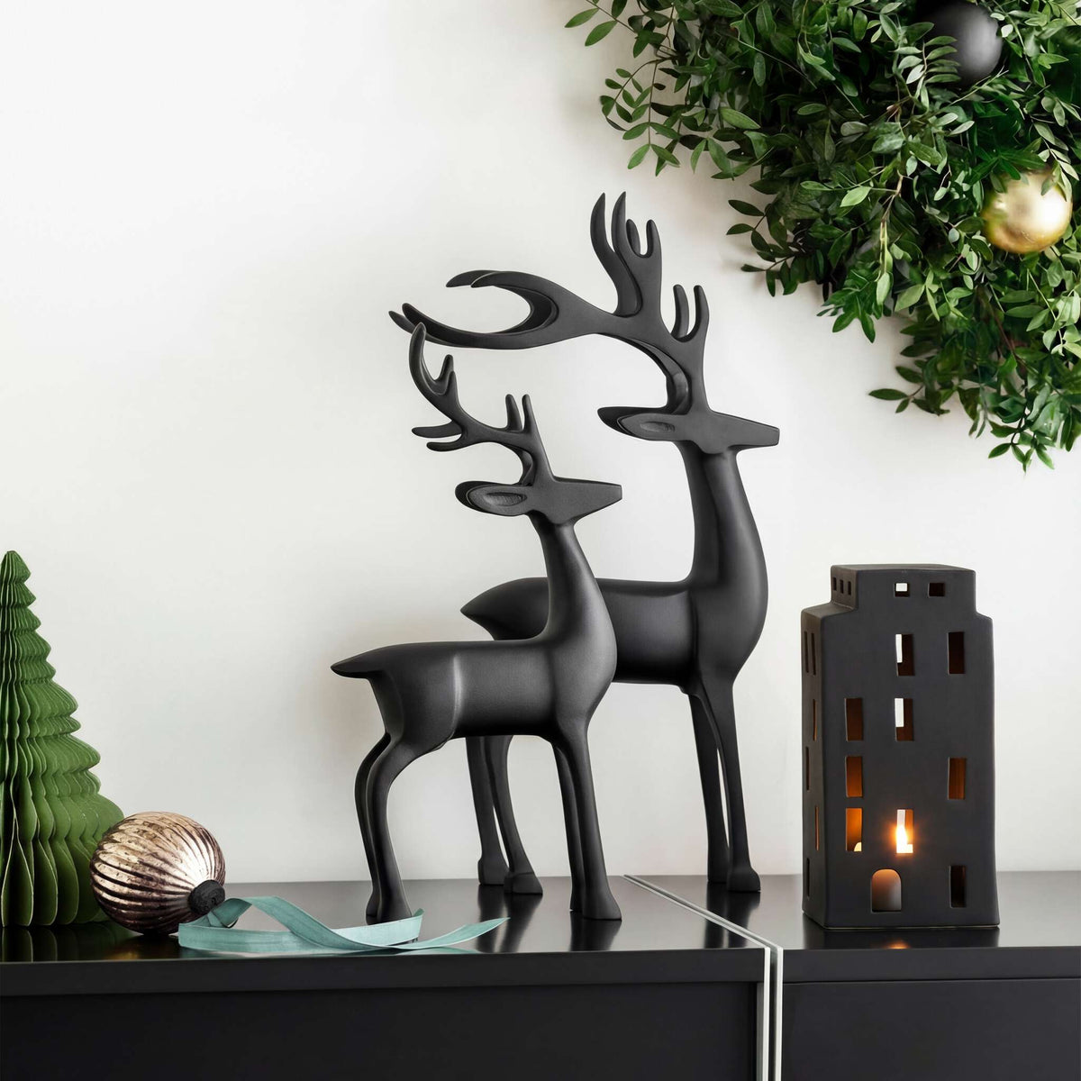 Villeroy & Boch Christmas Chic Cervo Natale nero, alluminio, 36cm