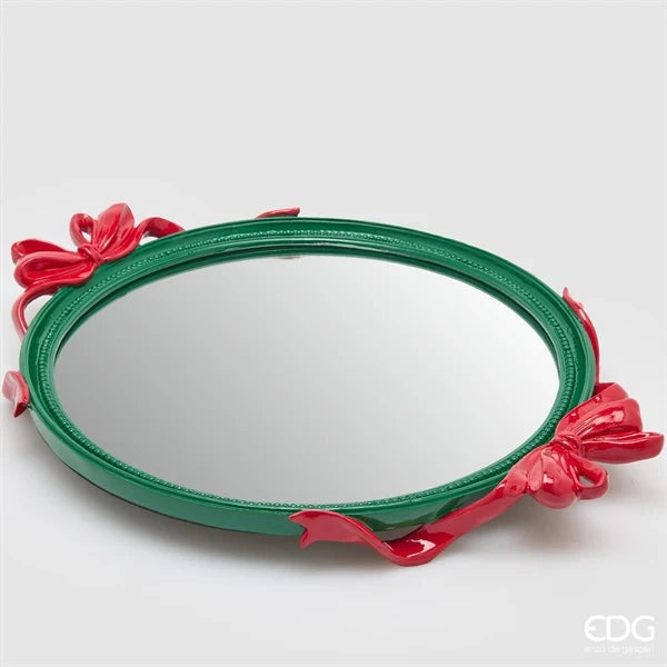 Edg Enzo De Gasperi Vassoio Decorativo Ovale con Fiocchi 51 cm Verde Rosso