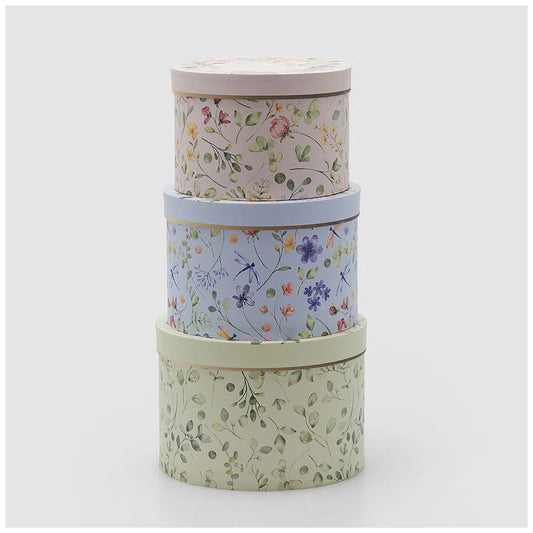 EDG Enzo De Gasperi Set 3 Scatole decorative con fiori D24.7xH17 cm