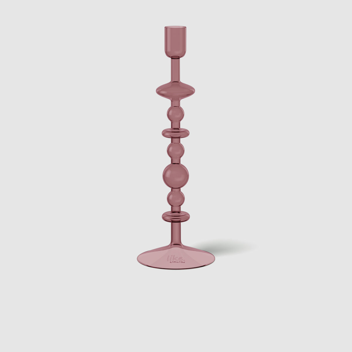 VILLEROY & BOCH Like Home Portacandela a bugia rosa, 9 x 9 x 27 cm, vetro borosilicato