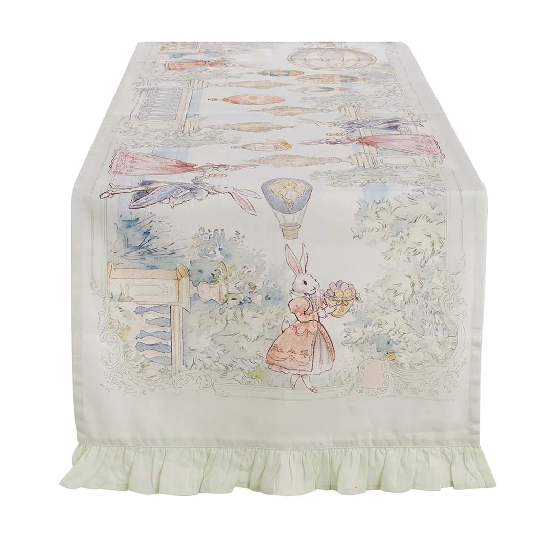 Blanc Mariclò Runner di pasqua in cotone con gala "Rococo" 55x160 cm