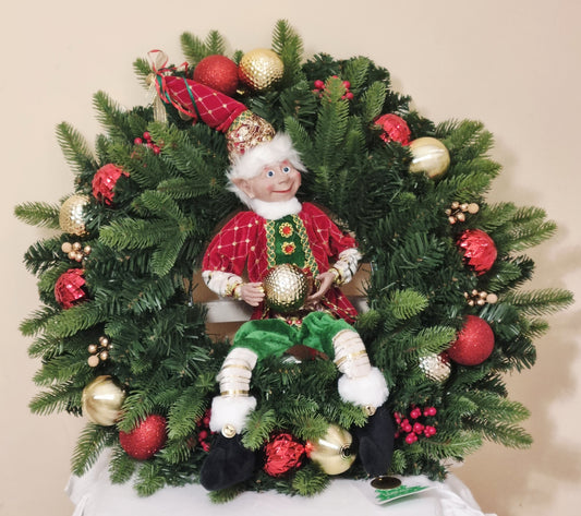 EDG Enzo De Gasperi Ghirlanda Natalizia Pino Argentato D60 cm con ELFO