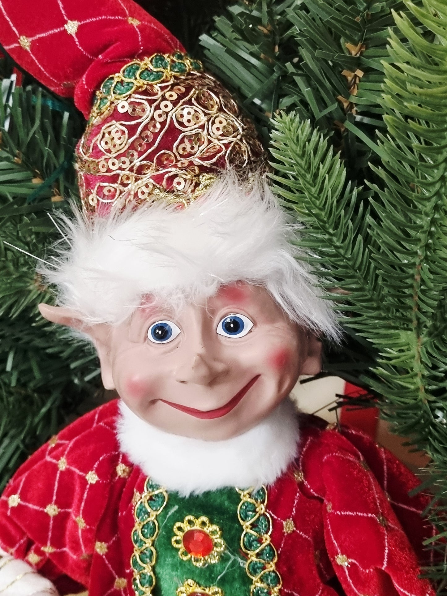 EDG Enzo De Gasperi Ghirlanda Natalizia Pino Argentato D60 cm con ELFO