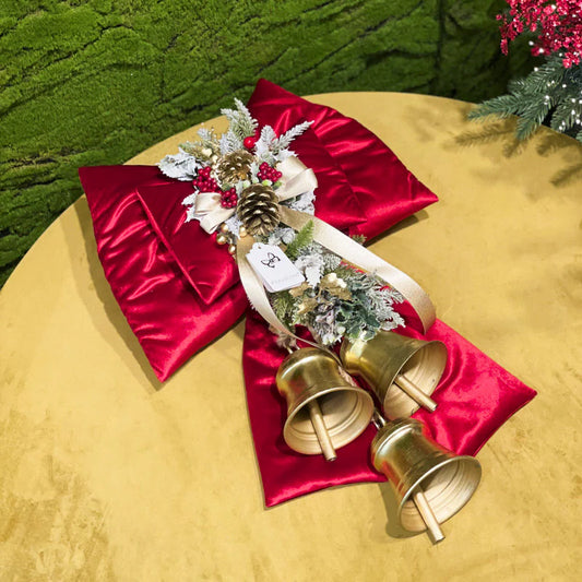 Fiori Di Lena Doppio Fiocco Fuoriporta  Velluto Con Campane H 75CM