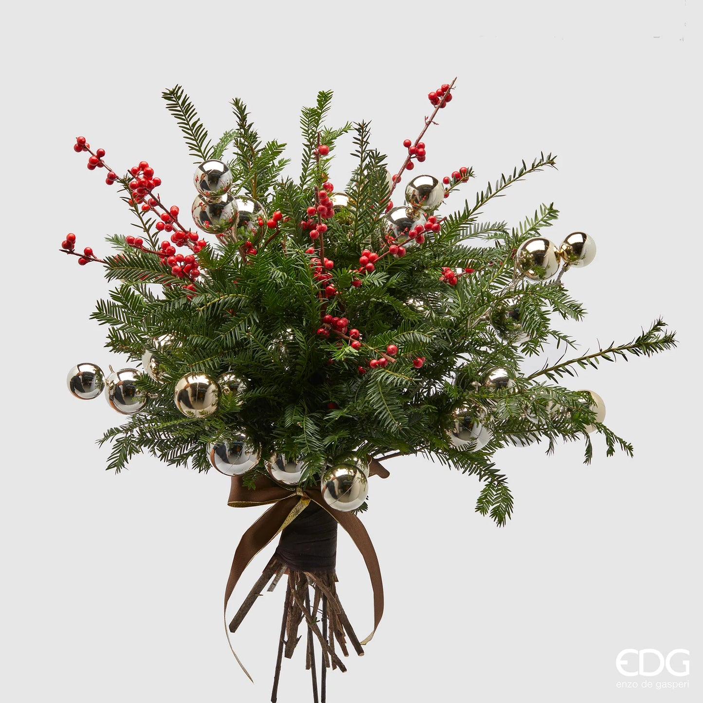 EDG Enzo De Gasperi Decoro Ramo Palle Mix H53 cm Argento
