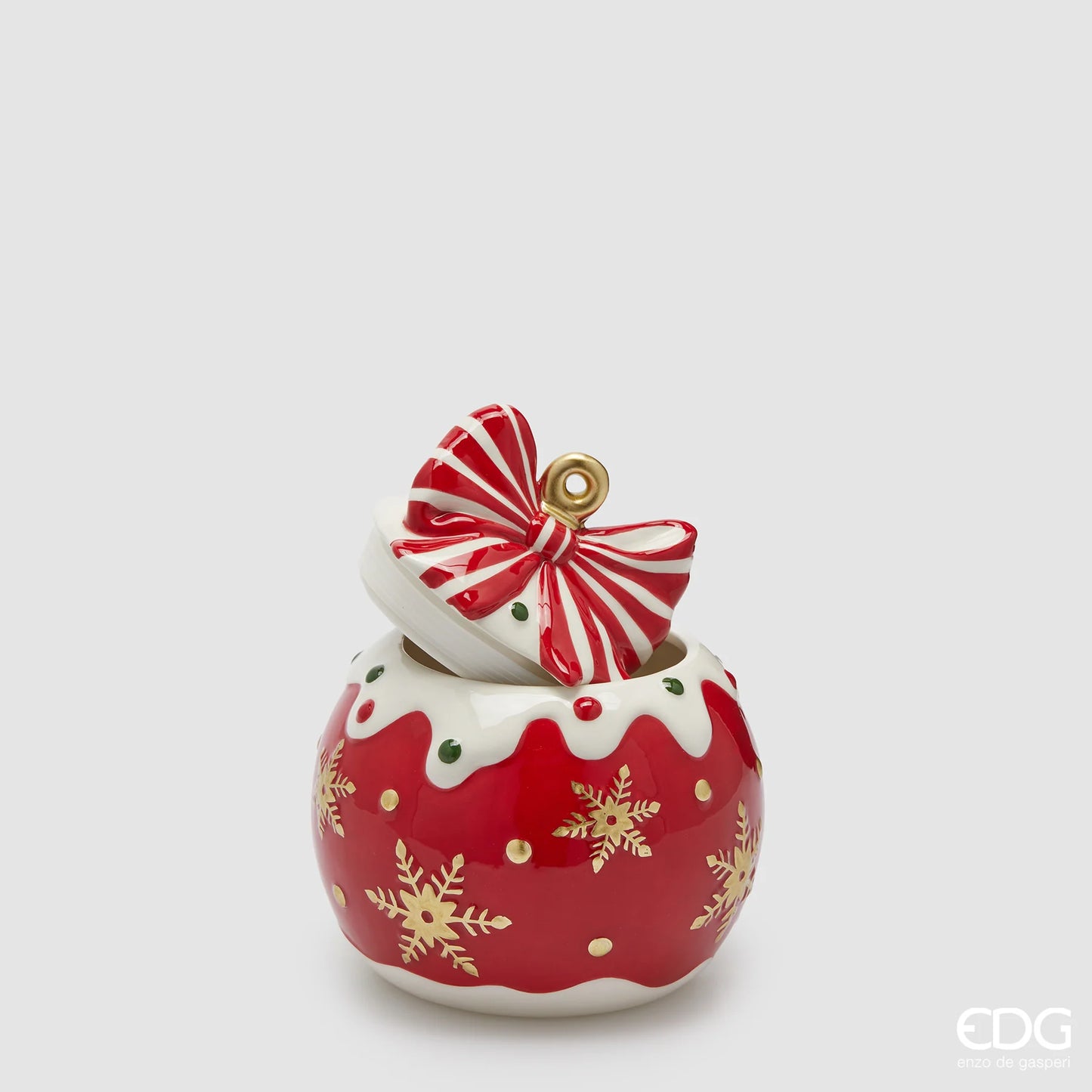 EDG Enzo De Gasperi Contenitore Natalizio Palla di Natale XMAS Rosso H17,5 D16 cm