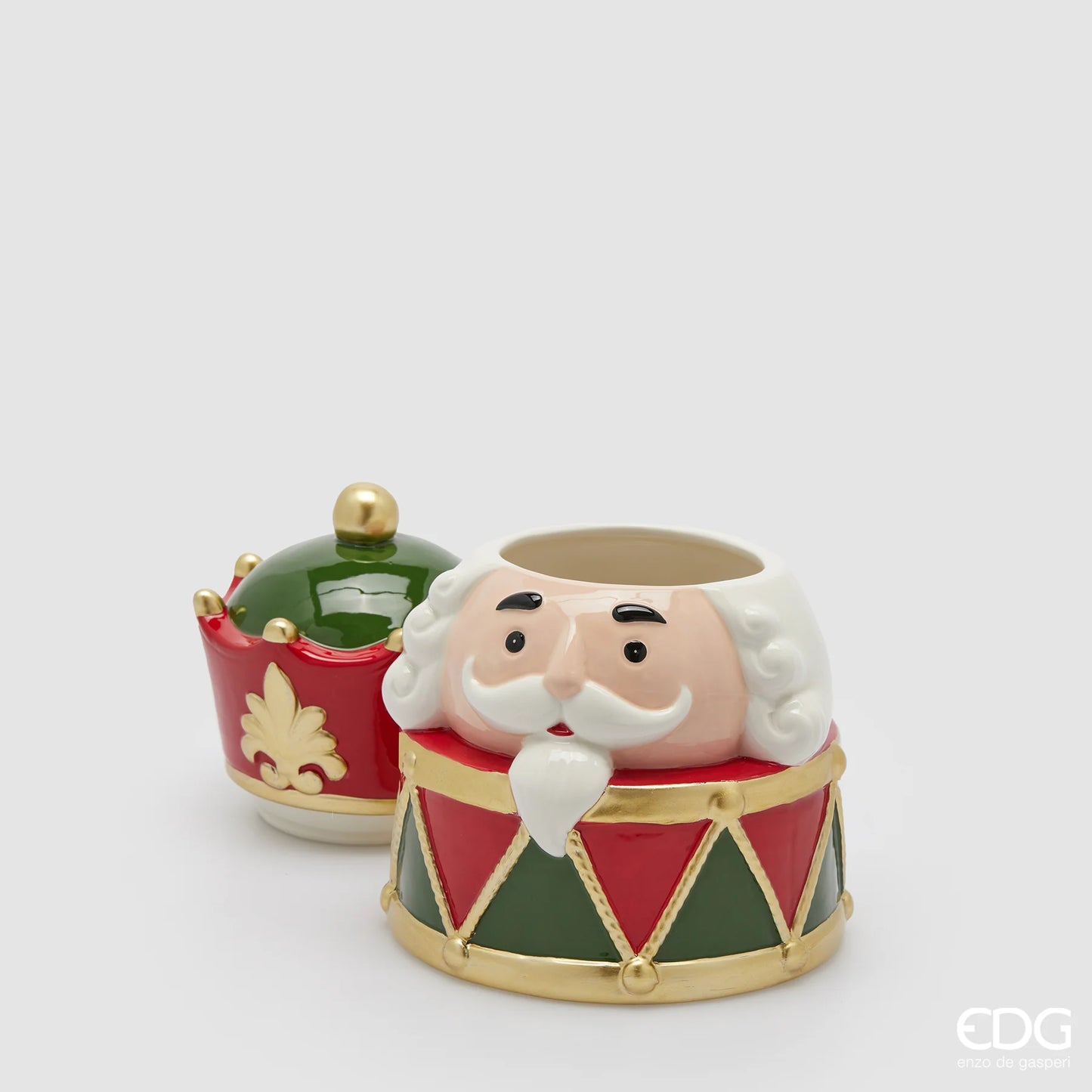 EDG Enzo De Gasperi Contenitore Natalizio in vetro Soldatino con Tamburo H28 cm