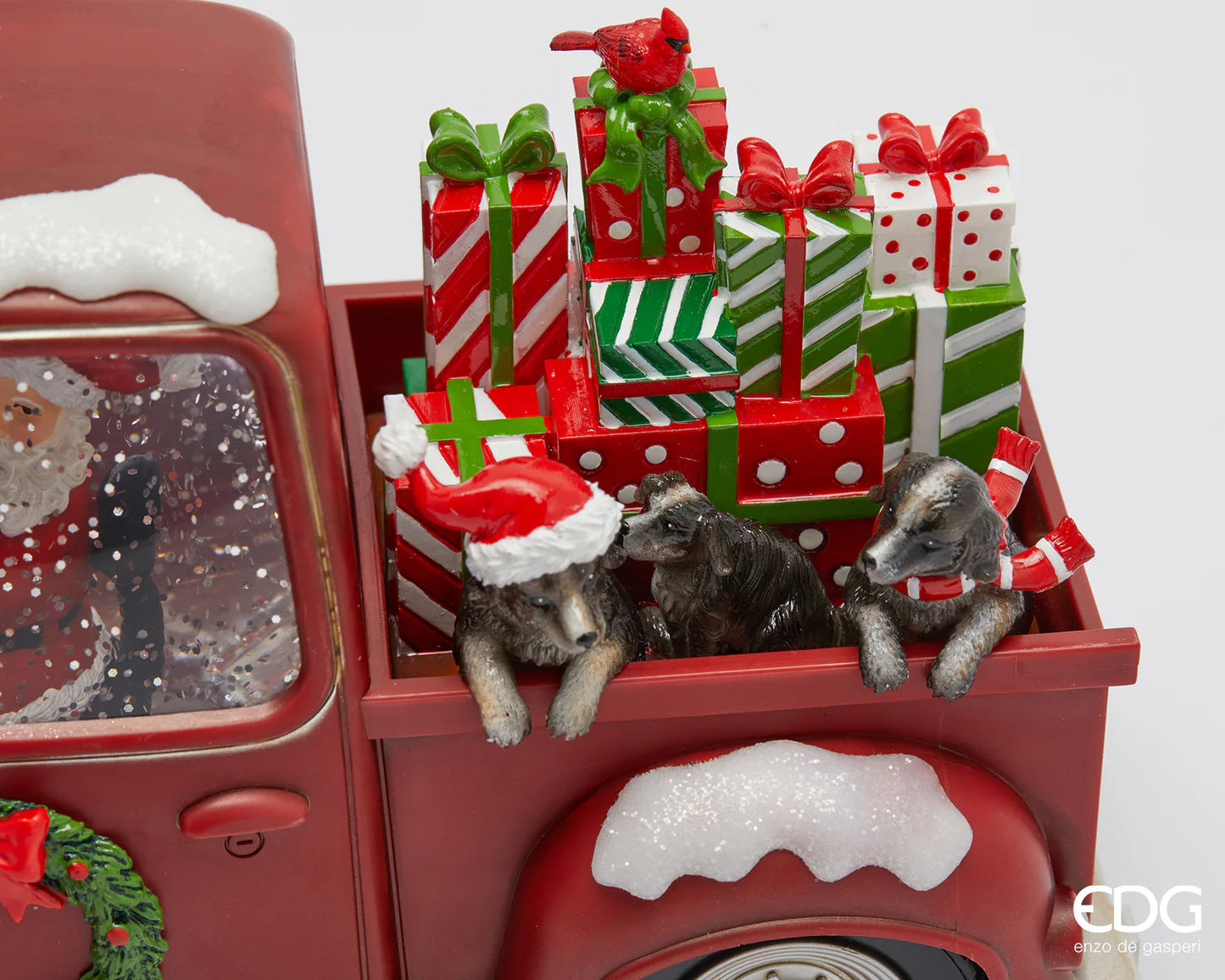 EDG Enzo De Gasperi Decorazione Natalizia Babbo Natale Pick Up con musica movimento e led H16x28x12 cm