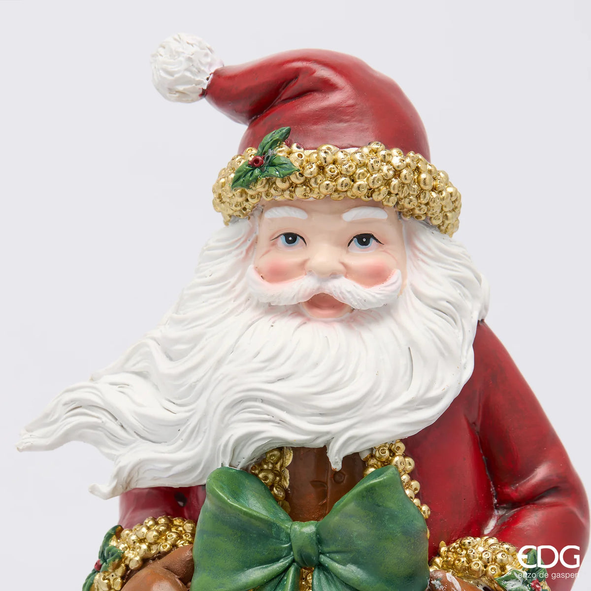 EDG Enzo De Gasperi Decorazione Natalizia Babbo Natale con Ghirlanda H37 cm