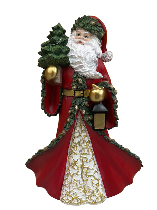 BABBO NATALE IN RESINA ROSSO CON SACCHETTO 19*17*37,5 CM