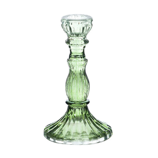 Blanc Mariclò Portacandela in vetro verde "Vent du sud" D8xH15 cm