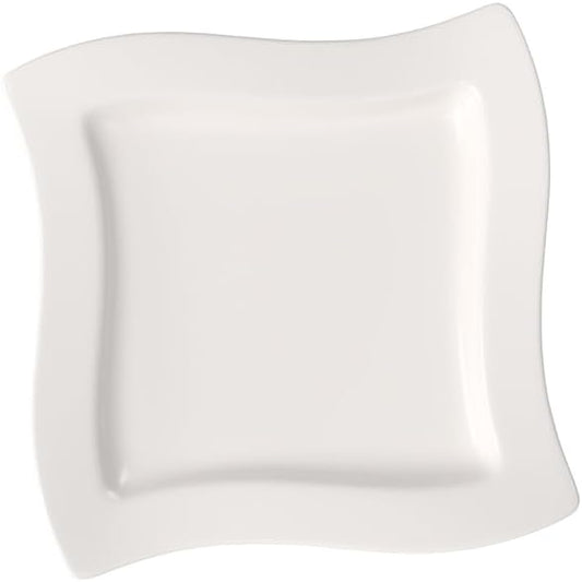 Villeroy & Boch NewWave Piatto da Colazione Piazza, Porcellana Premium, Bianco, 24 cm