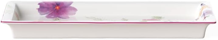 Villeroy & Boch Mariefleur Gifts Ciotola Rettangolare da Portata in Porcellana Premium con Disegno a Fiori, Romantico Stile Country, Bianco/Multicolore