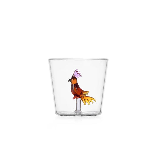 Ichendorf Milano Tumbler Bicchiere Collezione Talking Trees Uccello Tropicale Ambra