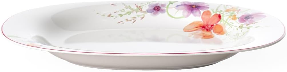 Villeroy & Boch Mariefleur Basic Piatto da Portata Ovale, Porcellana Premium, Bianco/Multicolore, 34 cm