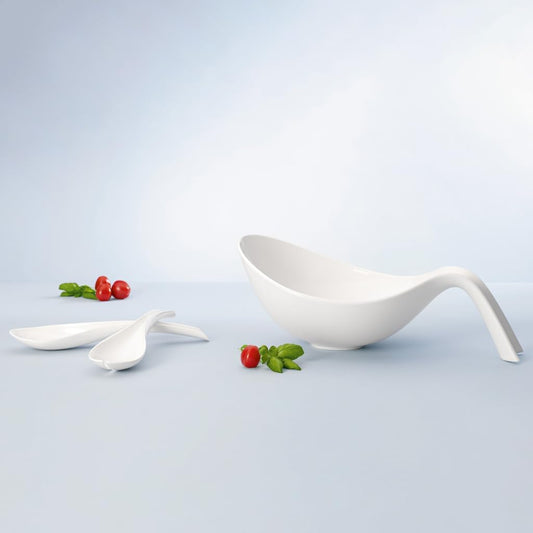 Villeroy & Boch Flow Set per Insalata, 3 Pezzi, Porcellana Premium, Bianco