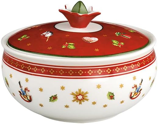 Villeroy & Boch, Toy's Delight Zuccheriera Rosso e Bianco, Adatto per Microonde, Decorazione Natalizie, Stoviglie, Porcellana Premium