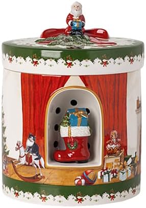 Villeroy & Boch - Christmas Toys, Pacchetto rotondo, Babbo Natale porta i regali, 17 x 17 x 22cm, Porcellana, multicolore