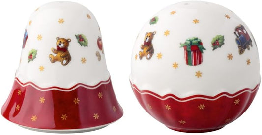 Villeroy & Boch - Toy's Delight set saliera e pepiera colorato, adatto al microonde, decorazione natalizia per spezie, per sale e pepe, porcellana premium