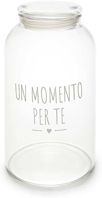 Barattolo inNUVOLE DI STOFFA  Barattolo in vetro borosilicato con tappo ermetico “Un momento per te” "My Home" 13xH22 cm