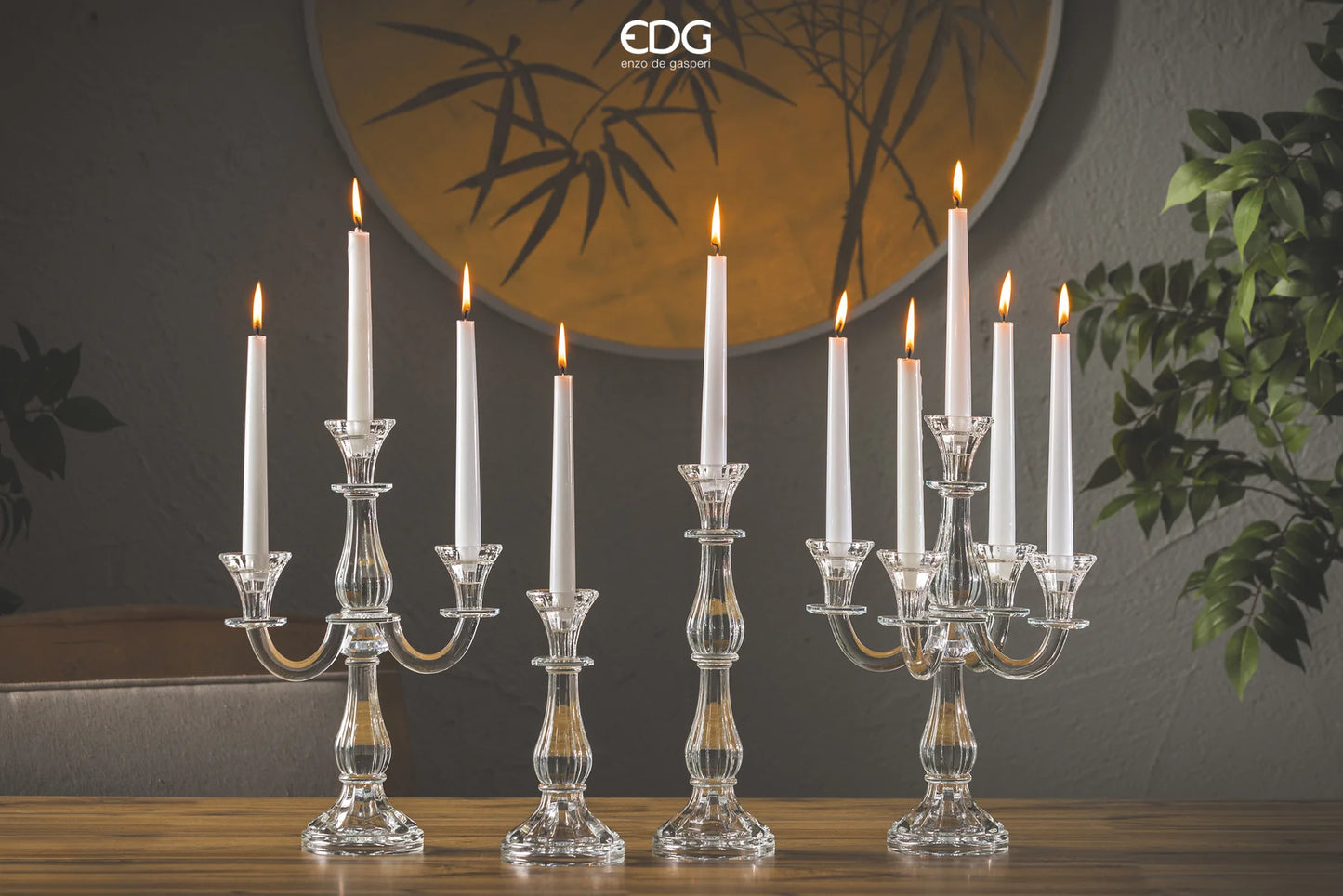 EDG Enzo De Gasperi Portacandela Crystal Sinuoso H31 cm