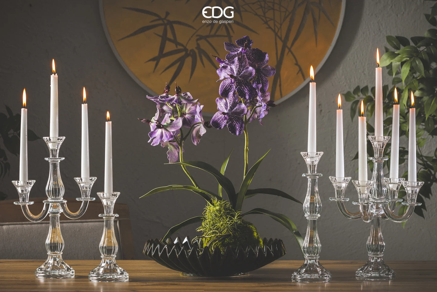 EDG Enzo De Gasperi Portacandela Crystal Sinuoso H31 cm