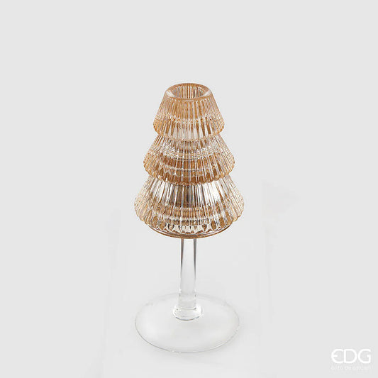 EDG - Portacandela Vetro Pino H19cm Ambra